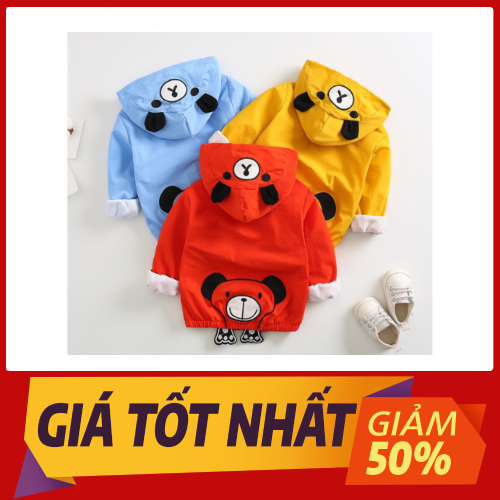 Áo khoác gió 2 lớp cho bé trai & bé gái hình GẤU dễ thương làm ấm cơ thể tránh rét