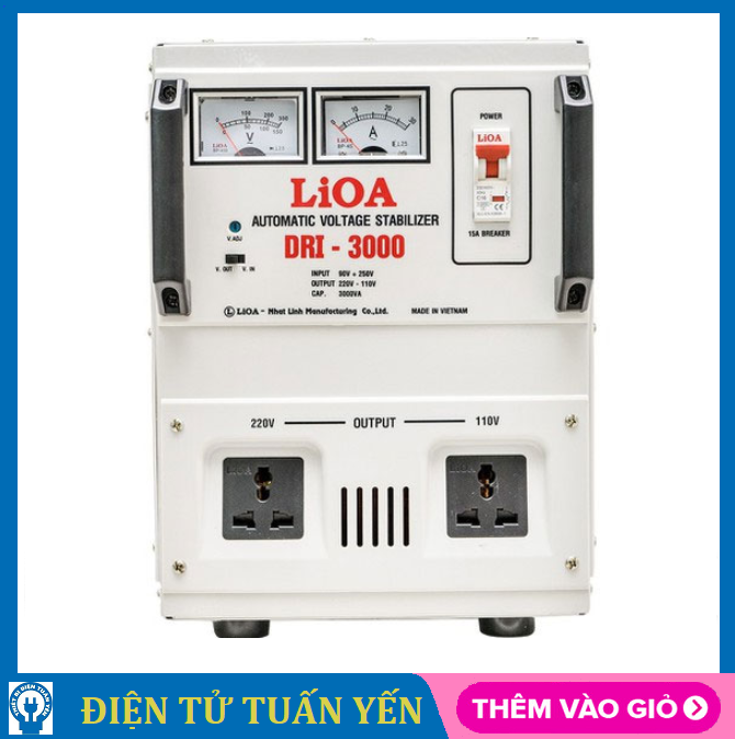 Ổn áp 1 pha lioa dri-3000ii 3kva có lõi mô tơ quấn 100% dây đồng cực bền - hàng chính hãng