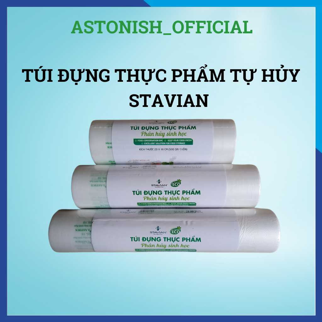 Túi đựng thực phẩm tự hủy sinh học trong tủ lạnh túi bảo quản thực phẩm SIZE 25X35cm STAHAU túi đựng thức ăn an toàn