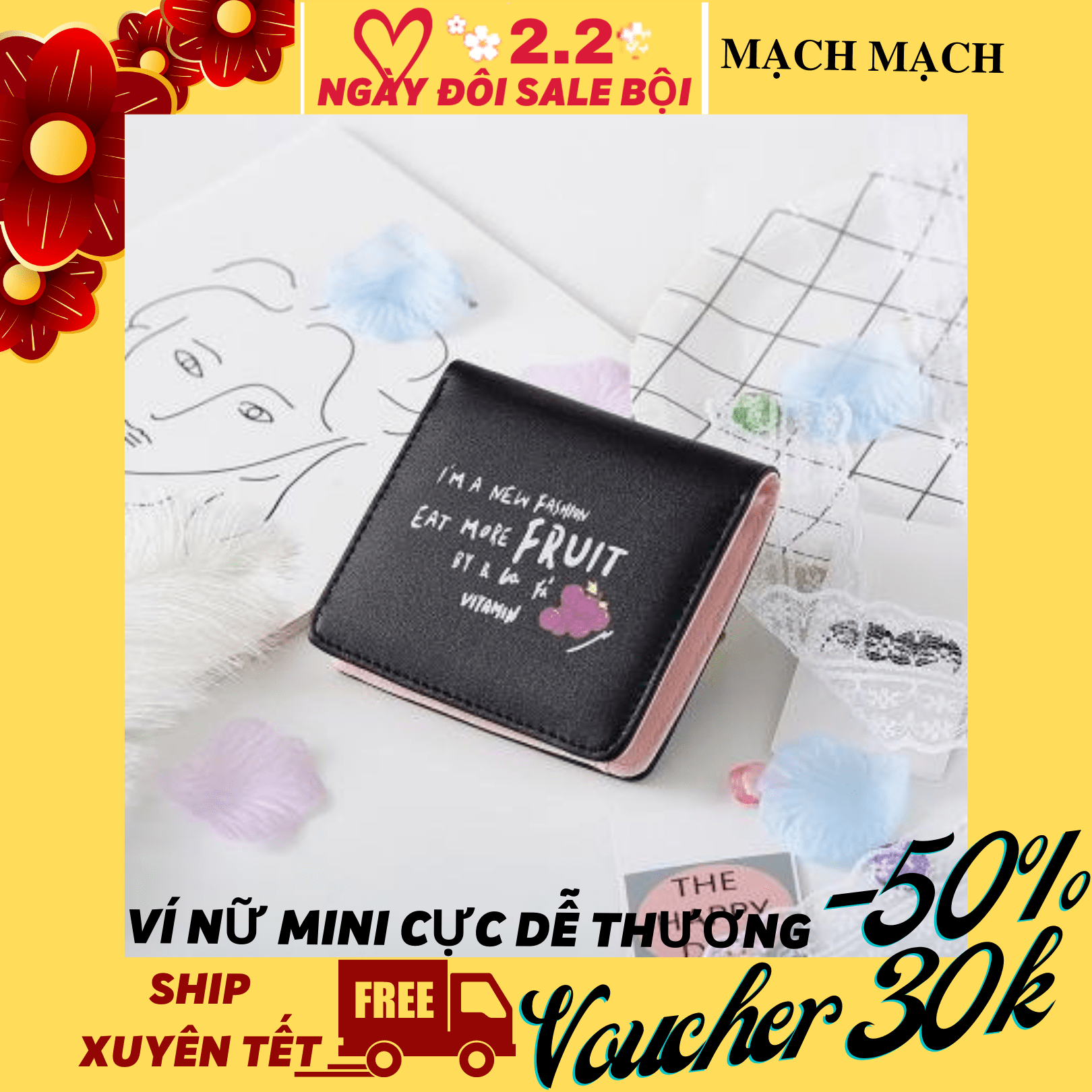 [HCM]Ví cầm tay nữ da mềm nhỏ xinh AT33