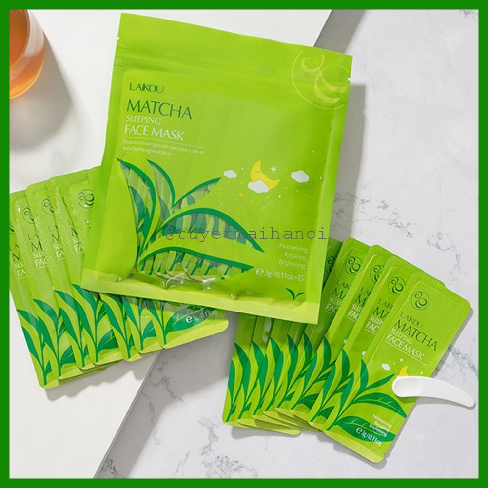 Bịch 15 gói mặt nạ ngủ trà xanh Matcha Mud Mask Laikou chính hãng