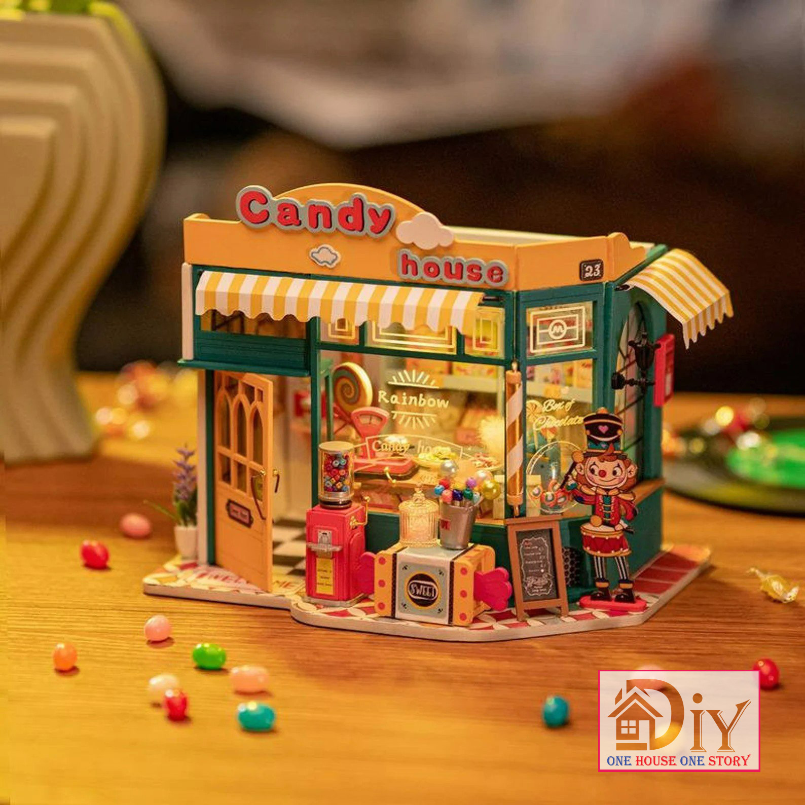 Nhà búp bê gỗ Robotime Rolife Rainbow Candy House DIY DG158 tự lắp ráp