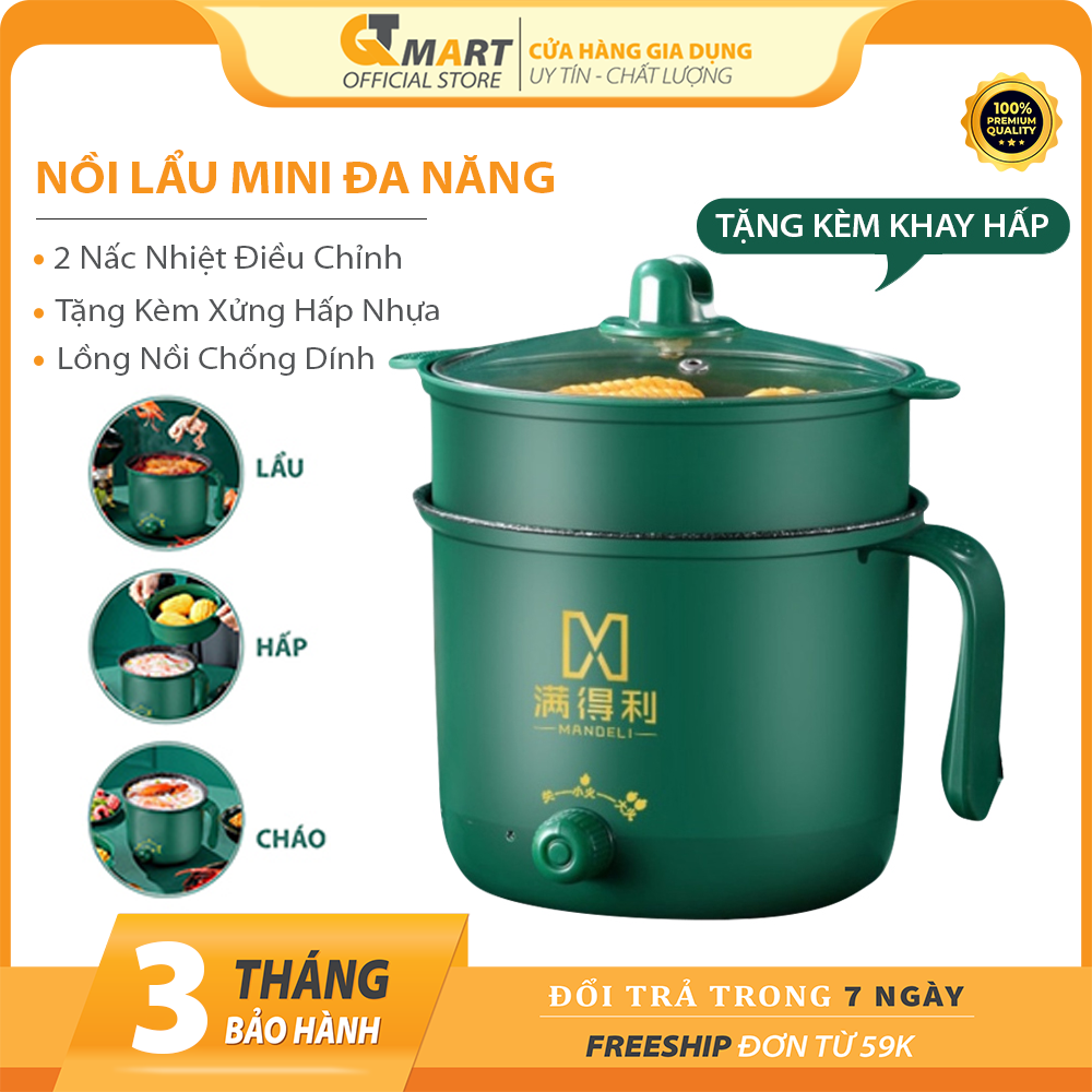 Ca nấu mì đa năng loại mới 2022 ca nấu mì siêu tốc, lẩu điện mini chống dính tặng kèm xửng hấp siêu xinh nồi cơm điện mini nồi điện đa năng nồi lẩu điện nồi điện mini noi lau đa năng - bảo hành 3 tháng