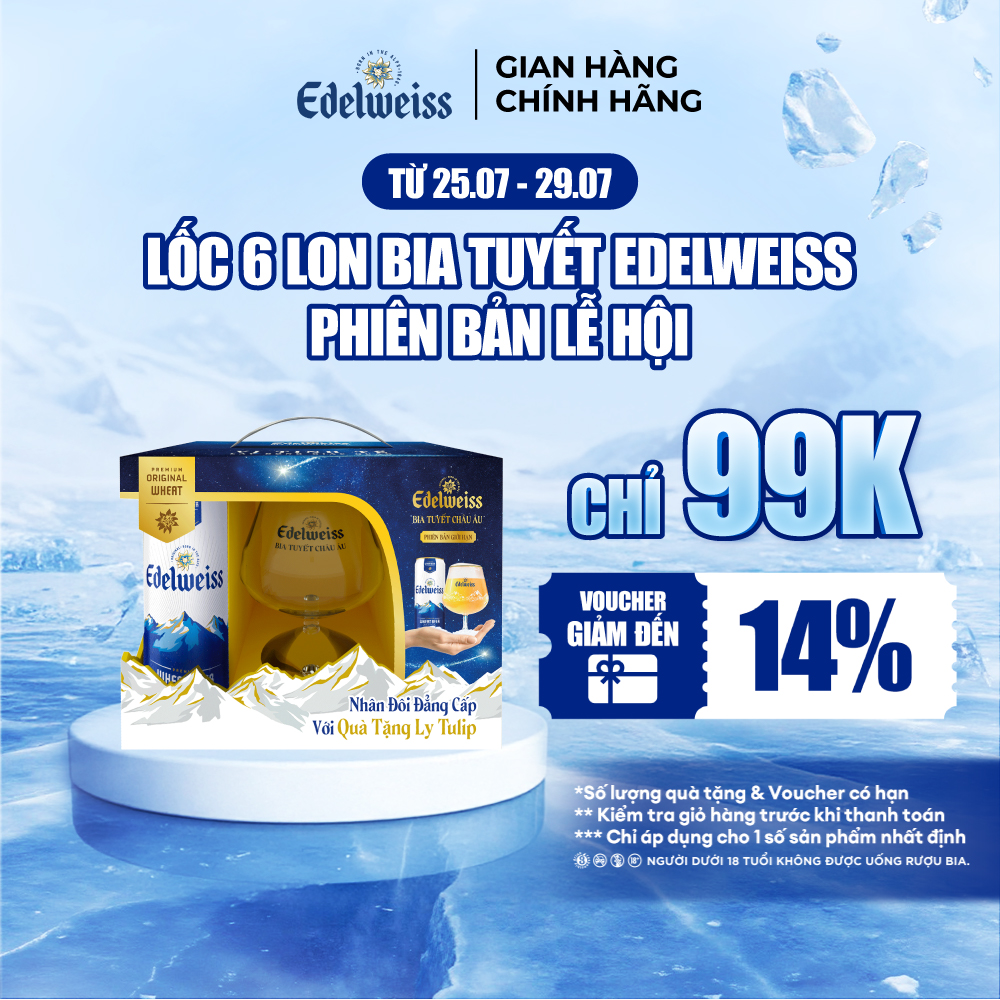  Lốc 6 lon Bia Tuyết - Edelweiss 330ml lon - Phiên bản lễ hội 