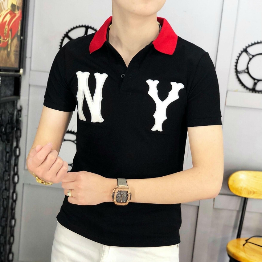 [HCM]Áo thun nam viền cổ logo NY775  thời trang AURORA PLAZA Chất liệu vải không nhăn không xù