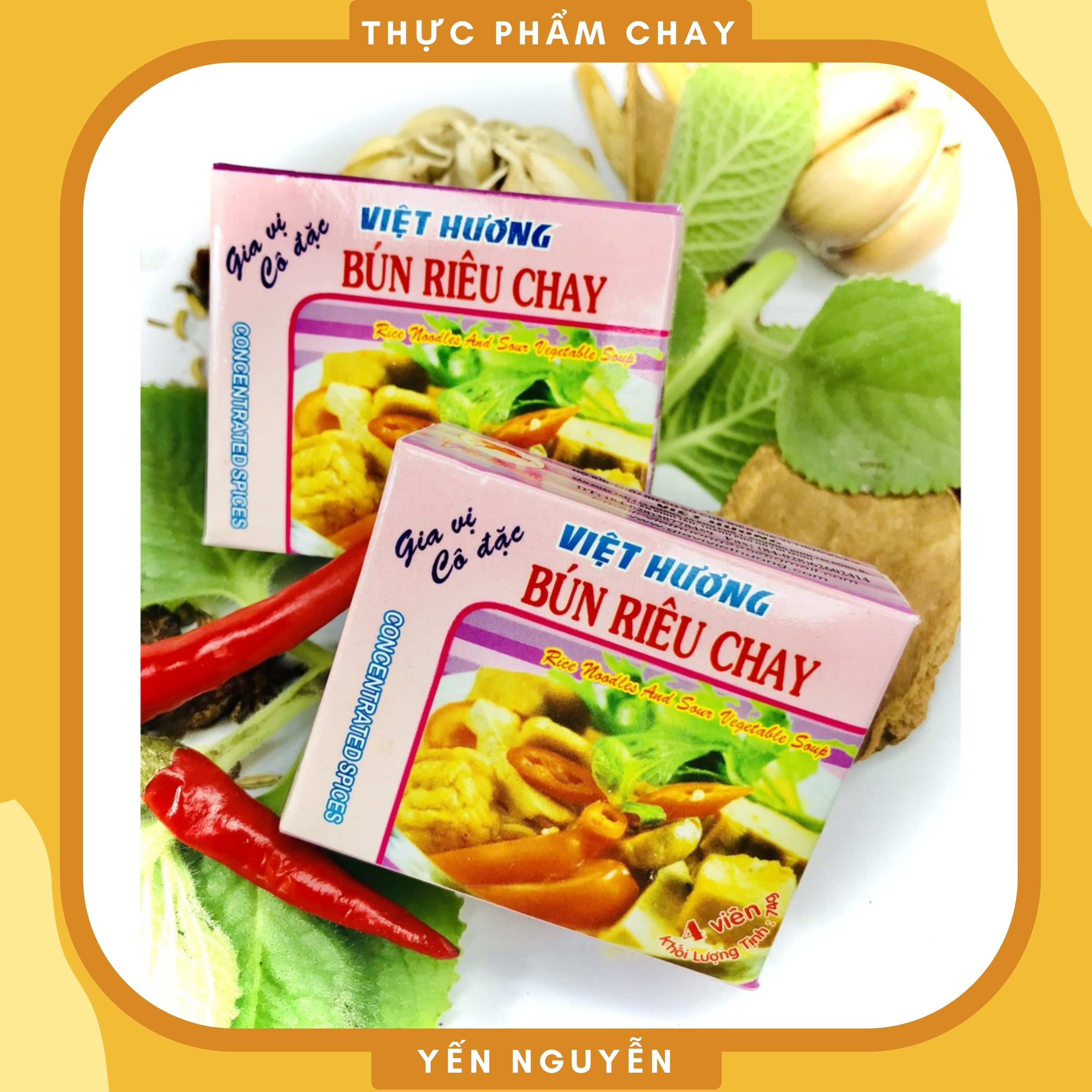 Gia vị Bún Riêu chay cô đặc Việt Hương Hộp 74g - Tiện lợi chế biến, 1 hộp nấu được 2 lít nước, giúp tăng hương vị cho món ăn - Thực Phẩm Chay Yến Nguyễn