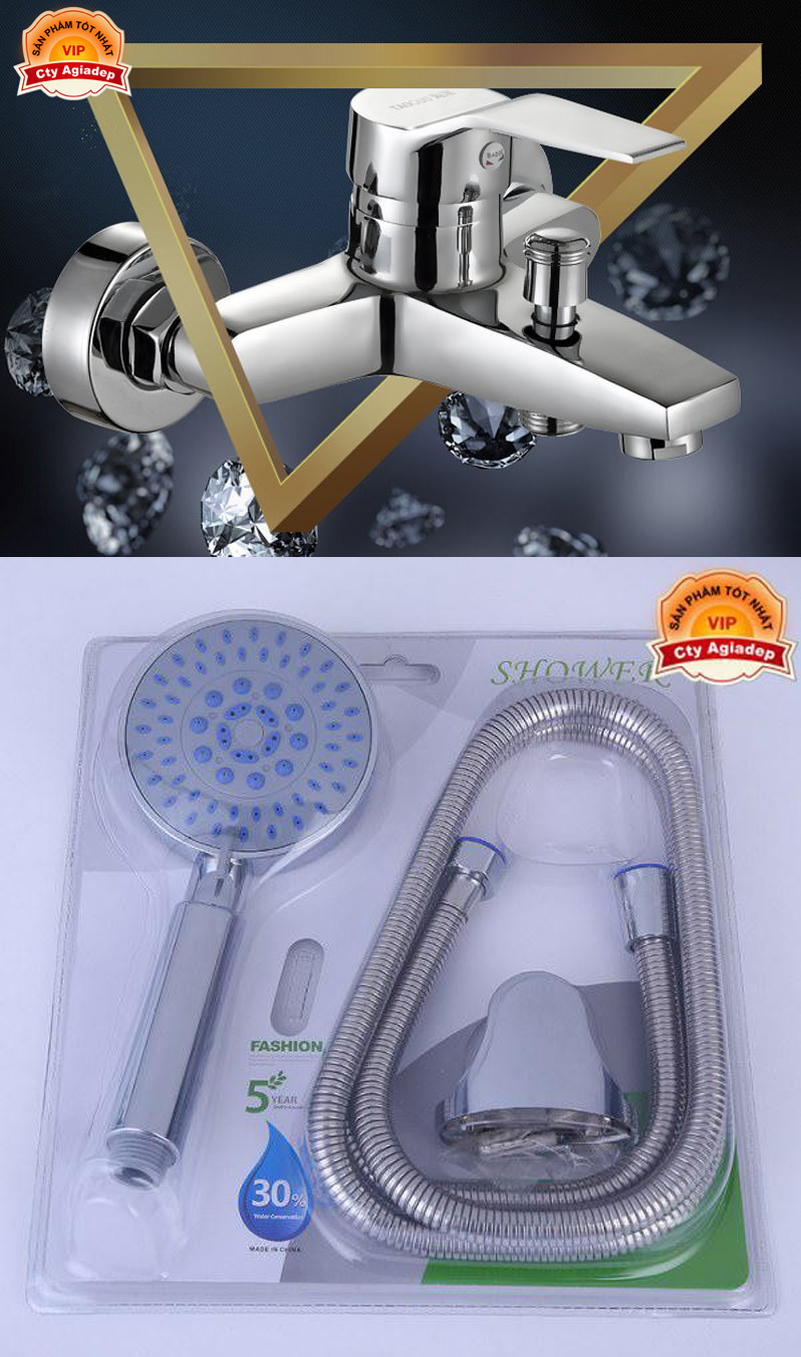 Trọn Bộ sen tắm nóng lạnh: Củ sen tắm (nóng lạnh) TAOGUO China + Vỉ Dây sen + Bát sen 3 chế độ phun + Giá đỡ