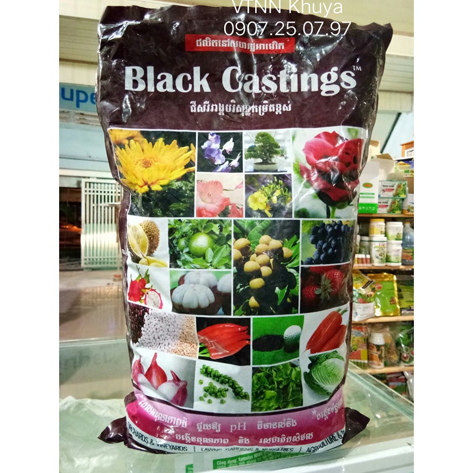 Phân bón hữu cơ trùn quế Black Castings Mỹ 2kg