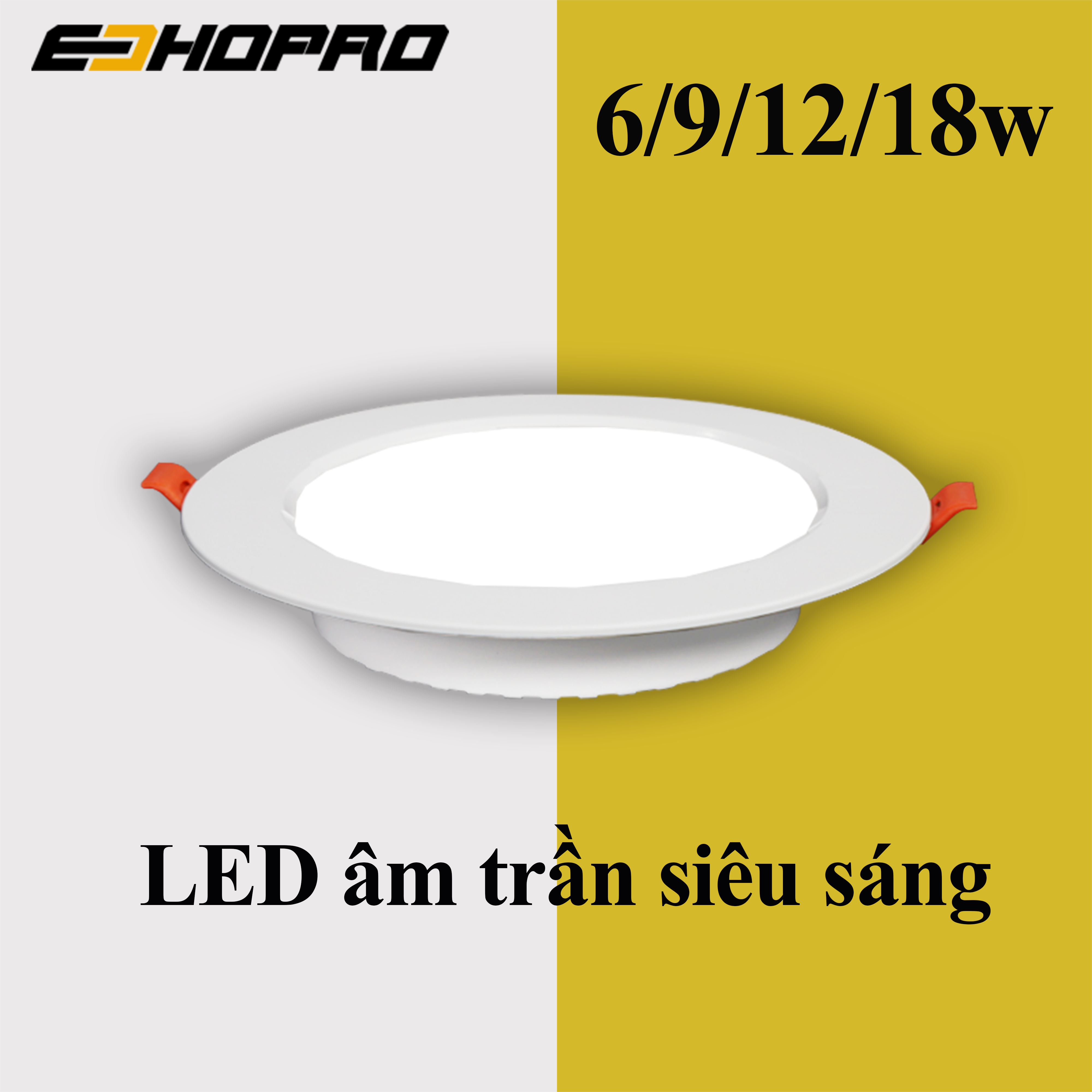 Đèn Led âm trần Bảo Hành 2 năm 6w 9w 12w 18w hình tròn mẫu mới ánh sáng trắng, vàng Vỏ Nhựa