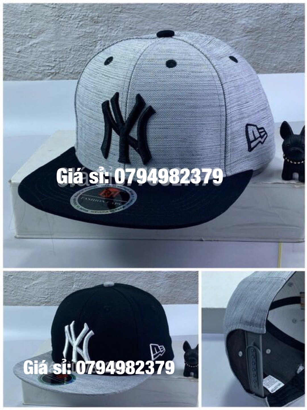 Nón hiphop - mũ snapback N.Y phối xám - đen thời trang nam nữ