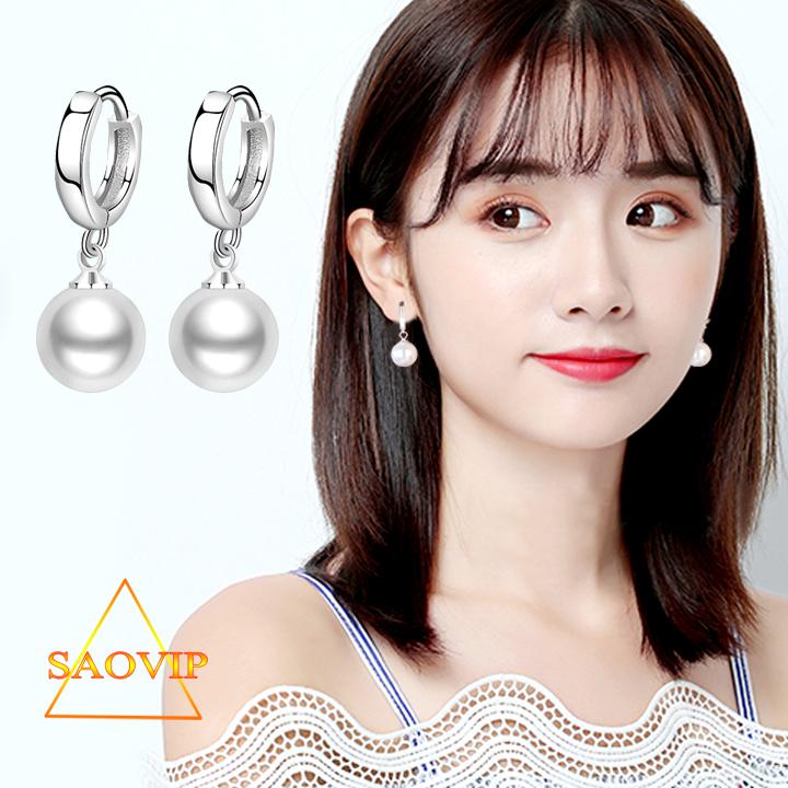 Bông tai nữ inox  KHÔNG ĐEN-Giã Ngọc Trai Khoen Tròn Ngắn Bền Đẹp  ( BT-NT-N ) - LAYADA