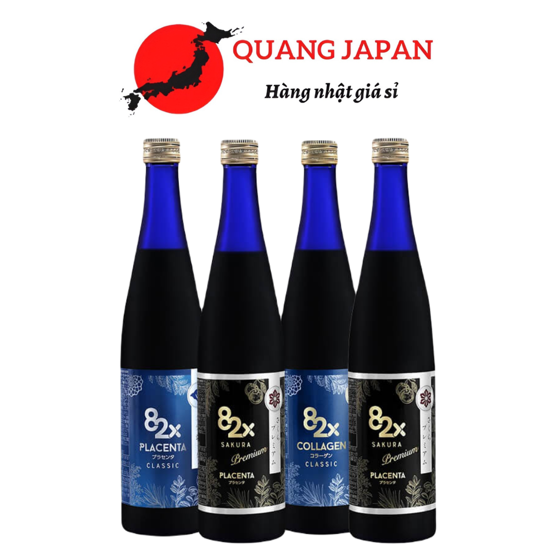 Nước Uống Đẹp Da Collagen 82X Sakura Premium và Placenta 82X Sakura Premium 500ml Nhật bản