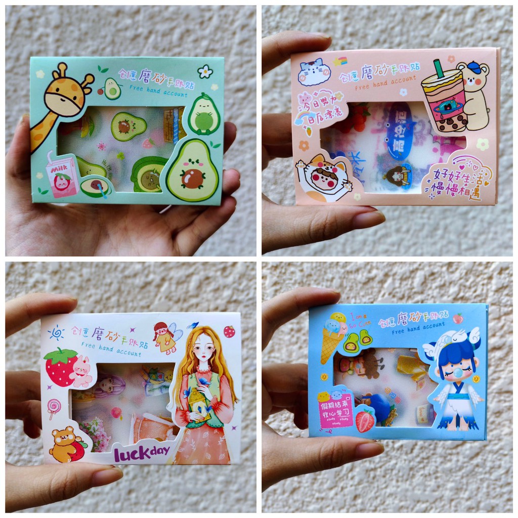 [ATKSHOP] Hộp 6 tấm sticker cô gái trang trí sổ tay thủ công decor dễ thương