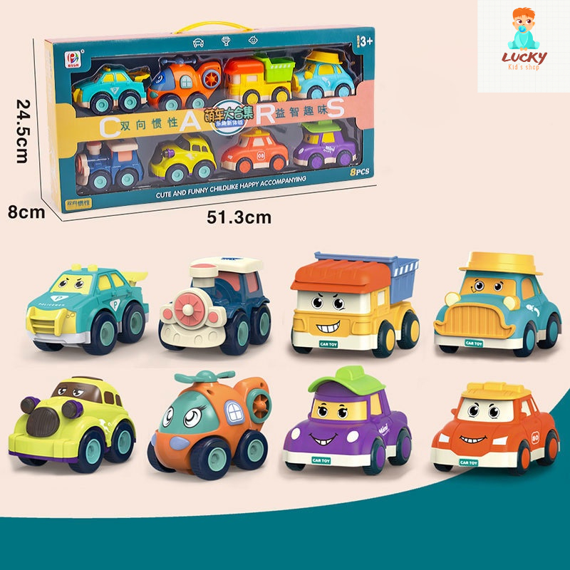 Đồ chơi trẻ em ô tô đồ chơi Bộ đồ chơi 8 xe ô tô Poli biệt đội tàu bay siêu đẳng dễ thương chạy đà - Lana Queen