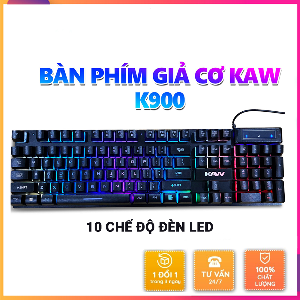 bàn phím chơi game KAW, bàn phim may tinh giả cơ có led, phím sắc nét, độ nhạy cao