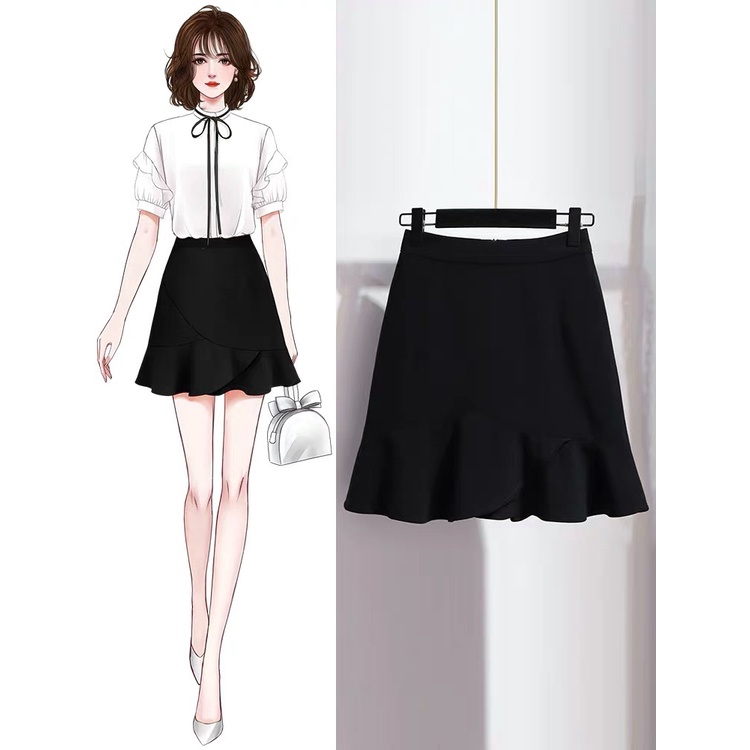 Chân váy đuôi cá trên gối chân váy công sở ngắn cách điệu d45cm