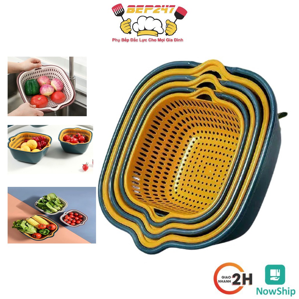 Bộ rổ 6 món kèm chậu chất liệu nhựa cao cấp, đựng đồ đa năng