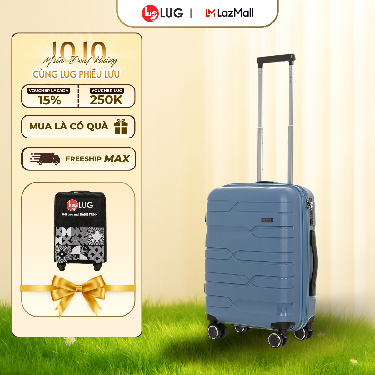 Vali Kéo LUG Lusetti Nolan Size 20 Xách Tay LS802 Nhựa PP Chống Bể vỡ, Hạn Chế Trầy Xước