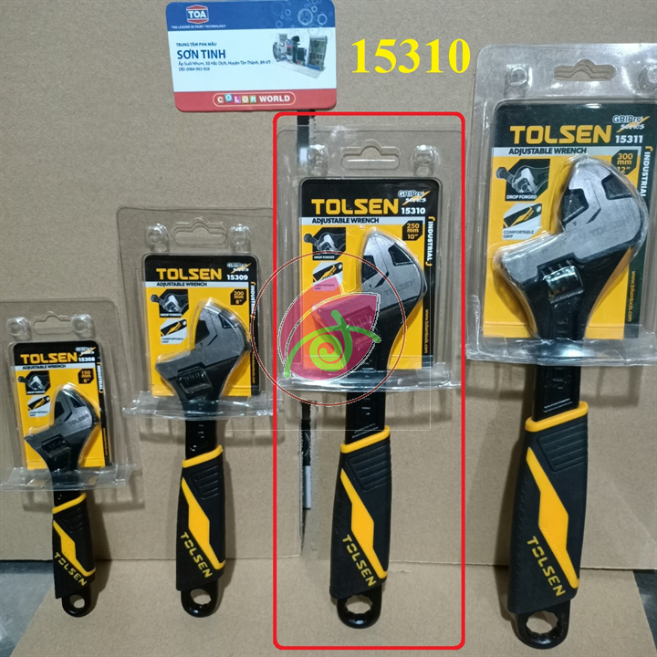 Mỏ lết cán nhựa đen công nghiệp tolsen 10'' 250mm 15310