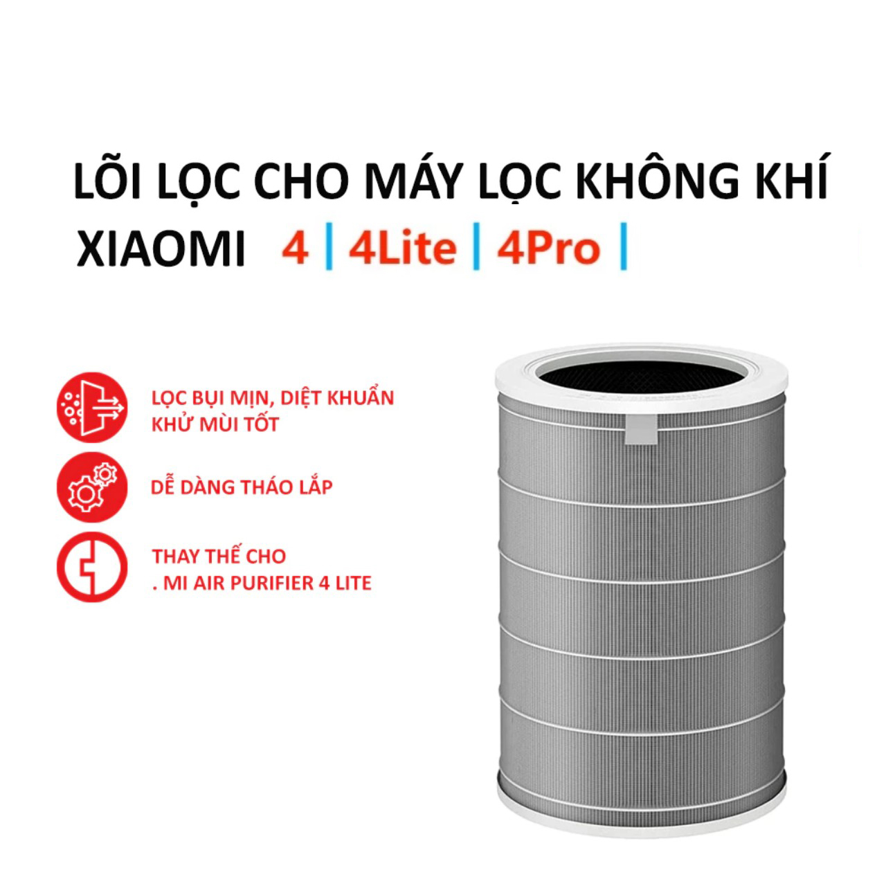 Màng lọc Lõi lọc không khí HEPA Xiaomi Mijia Air Purifier 4 4 Lite 4Pro Gen 4 Có CHIP RFID