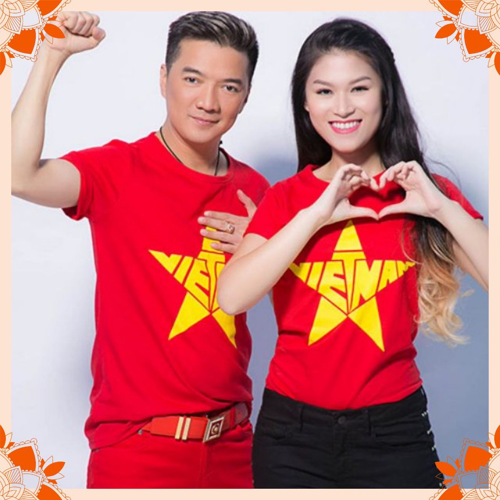 Áo cổ động - áo cờ đỏ sao vàng cách điệu chữ Việt Nam vs sao vàng