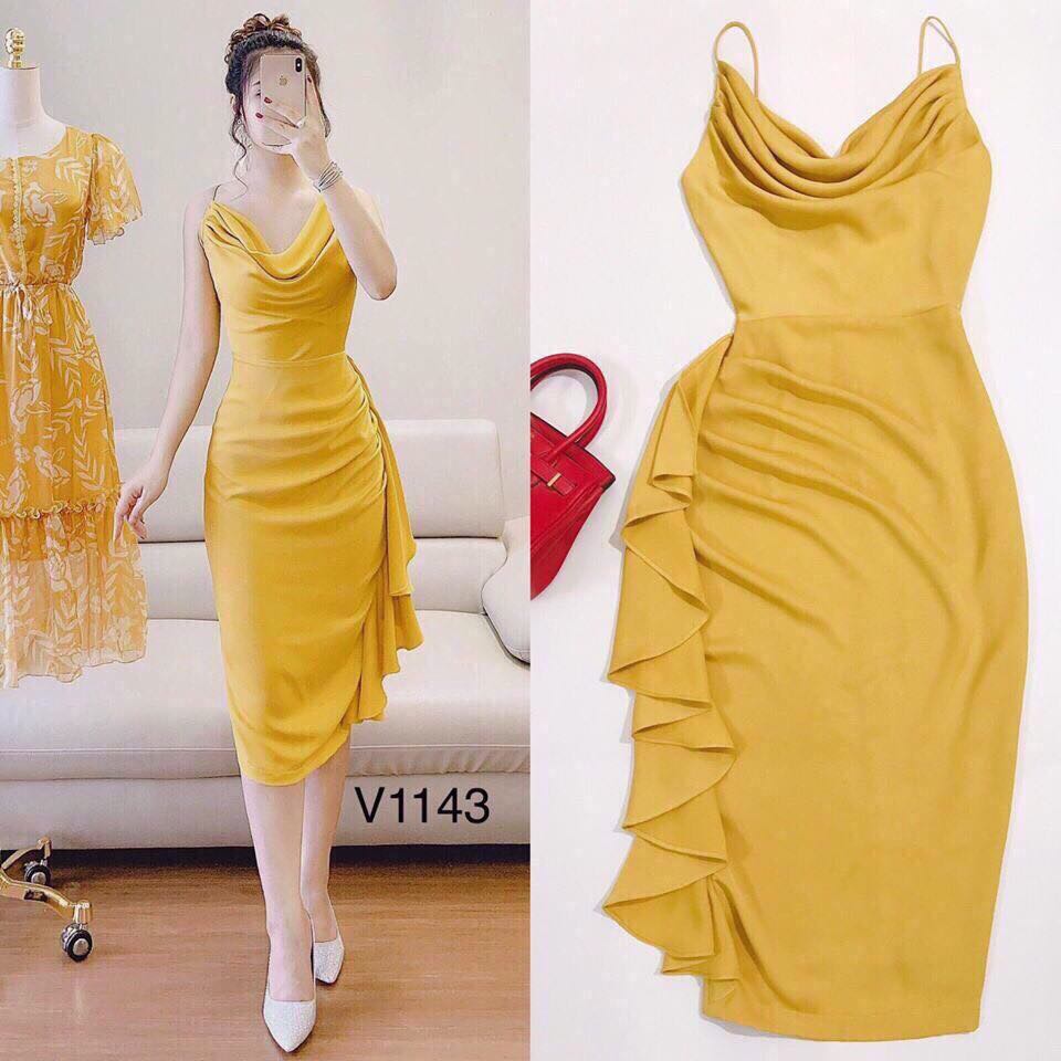 Đầm Nữ ( Váy Nữ ) Xếp Ly Cánh Tiên Cổ Đổ Siêu Xinh Thời Trang Bambo