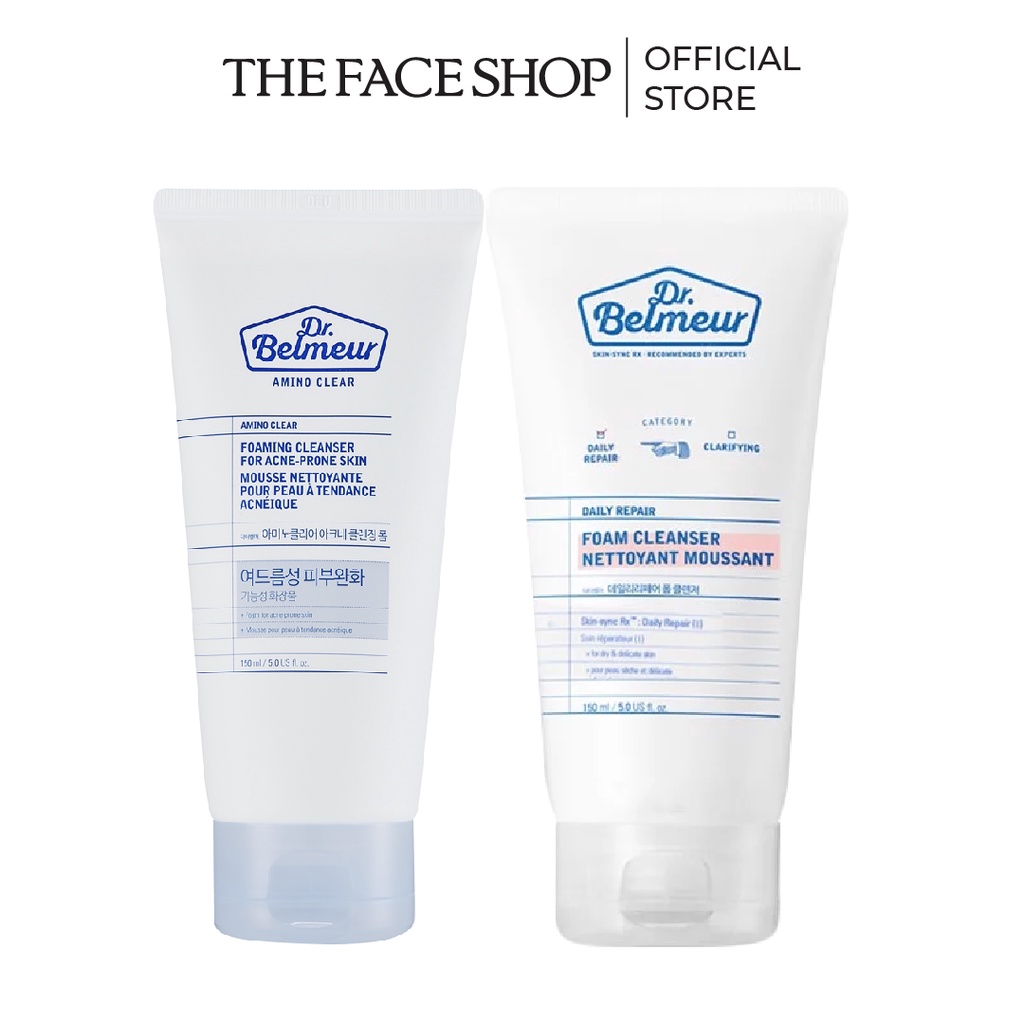 Combo sữa rửa mặt dành cho da mụn thefaceshop 150ml+sữa rửa mặt thefaceshop dr.belmeur 150ml