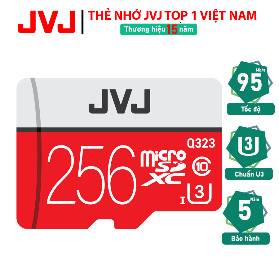 Thẻ nhớ 256Gb Class 10 U3 JVJ Pro MicroSDHC tốc độ cao 100Mb s chuyên dụng