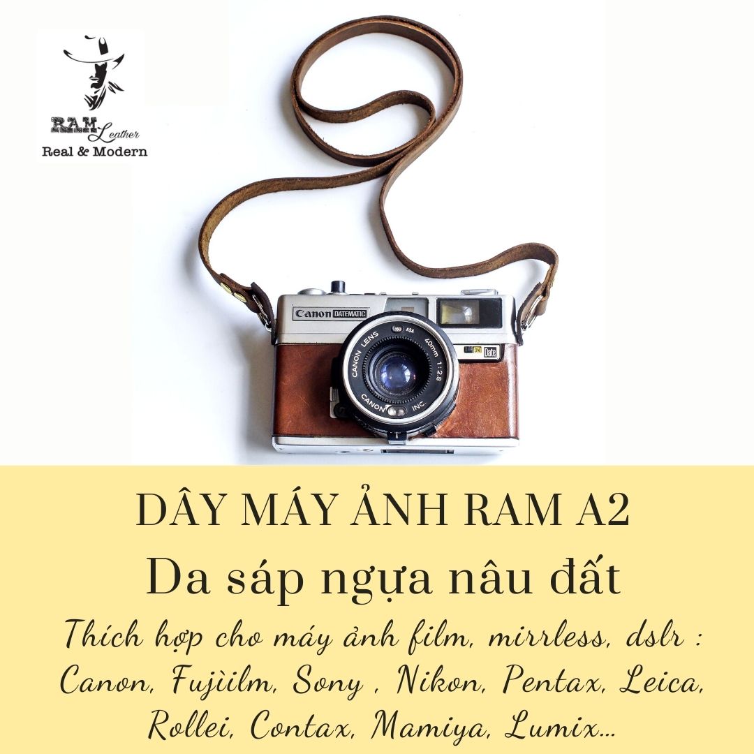 Dây đeo máy ảnh siêu bền canon / nikon / sony / fujifilm / pentax / leica / olympus a2 da sáp ngụa hàng chính hãng ram leatherleather