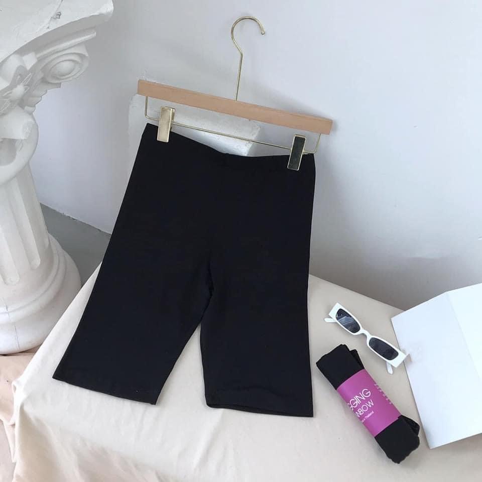 Quần legging lửng nữ,legging ngố nâng mông tập thể thao màu Đen