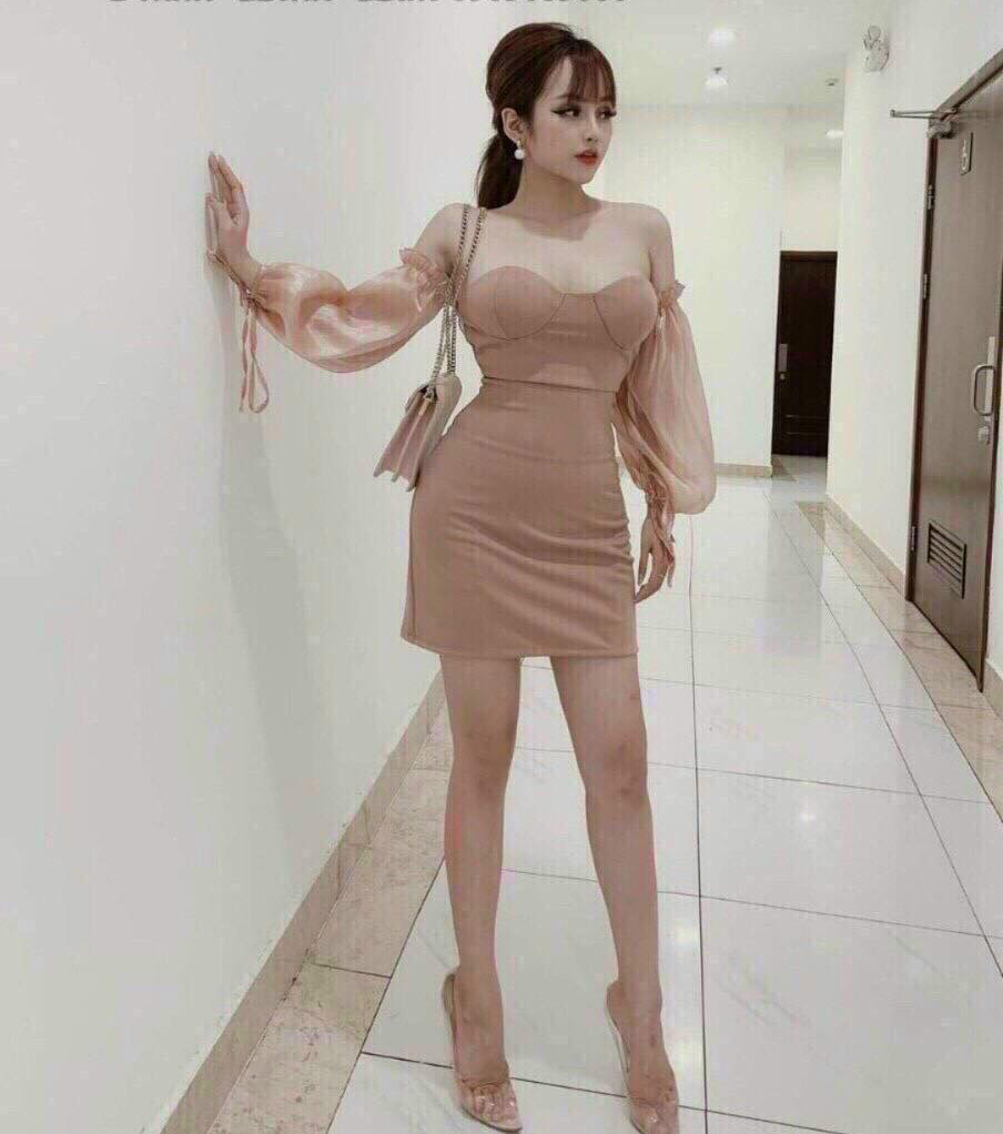 Đầm Váy Nữ Cúp Ngực Phối Tay Lưới Chất Umi Phối Tay Lưới Mềm Mịn ( Có Mút Ngực ) Thiết Kế Sang Chảnh Đi Làm Công Sở, Đi Chơi Du Lịch Cực Xinh Đẹp Beta Fashion, Free Size (40-55) Ký Mặc Vừa Nha