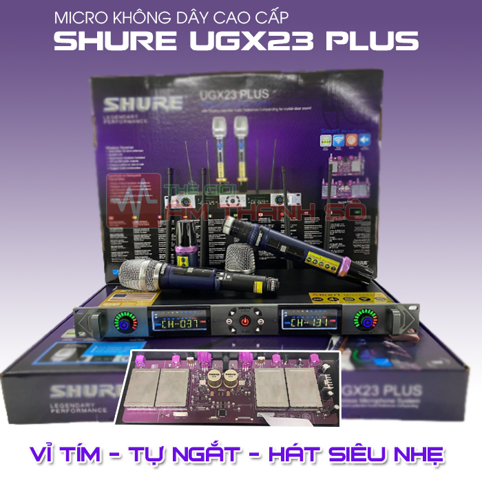 Micro không dây SHURE UGX 23 PLUS - Loại 1, vỉ tím, tự ngắt, thu sóng khỏe, hát cực hay - Model 2021