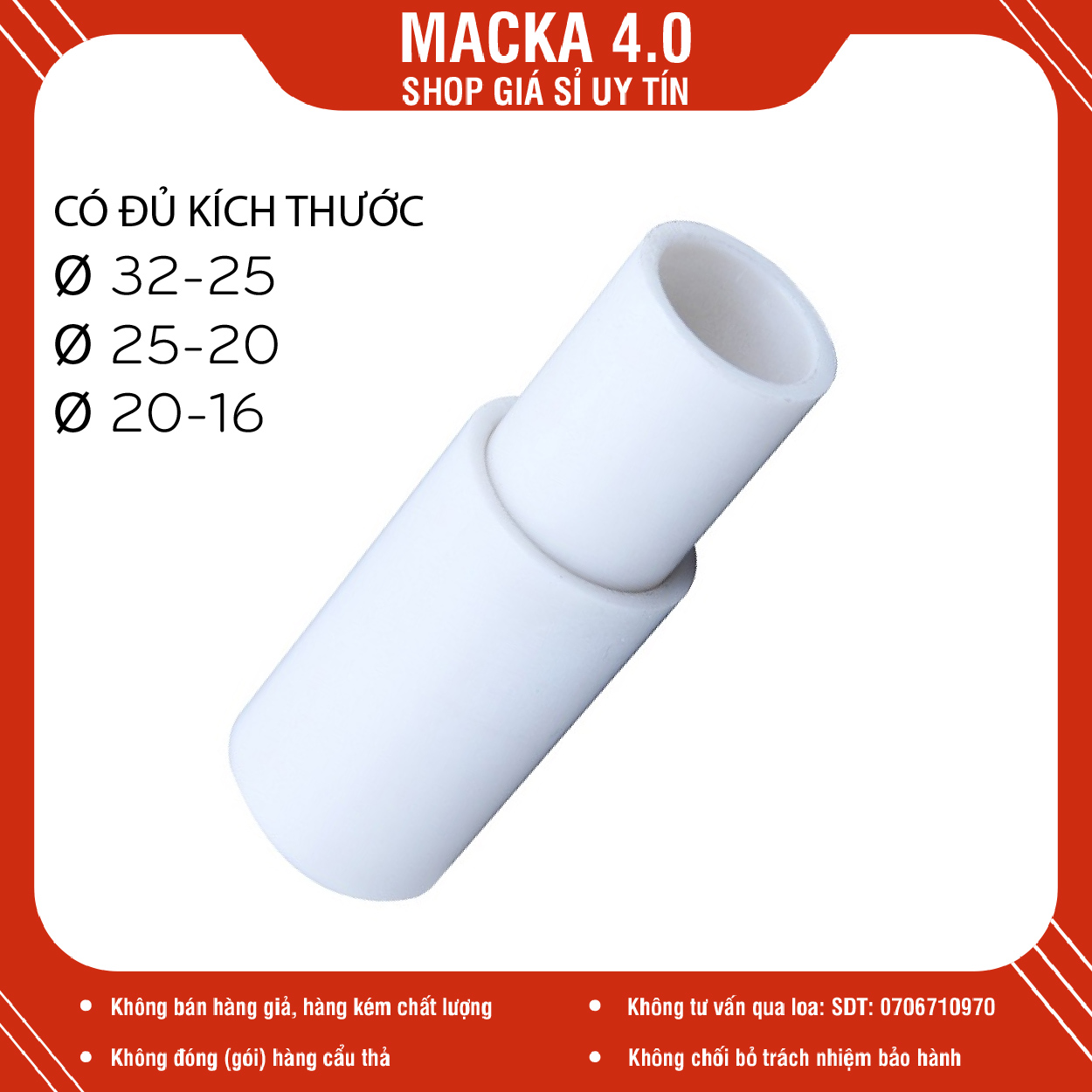 Đầu nối giảm nanoco ø20 – 16, 25 – 20, 32 – 25, 40 – 32, 50 - 40