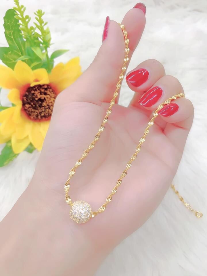 Dây chuyền nữ kiểu xoắn mặt bi mạ vàng 18k cao cấp