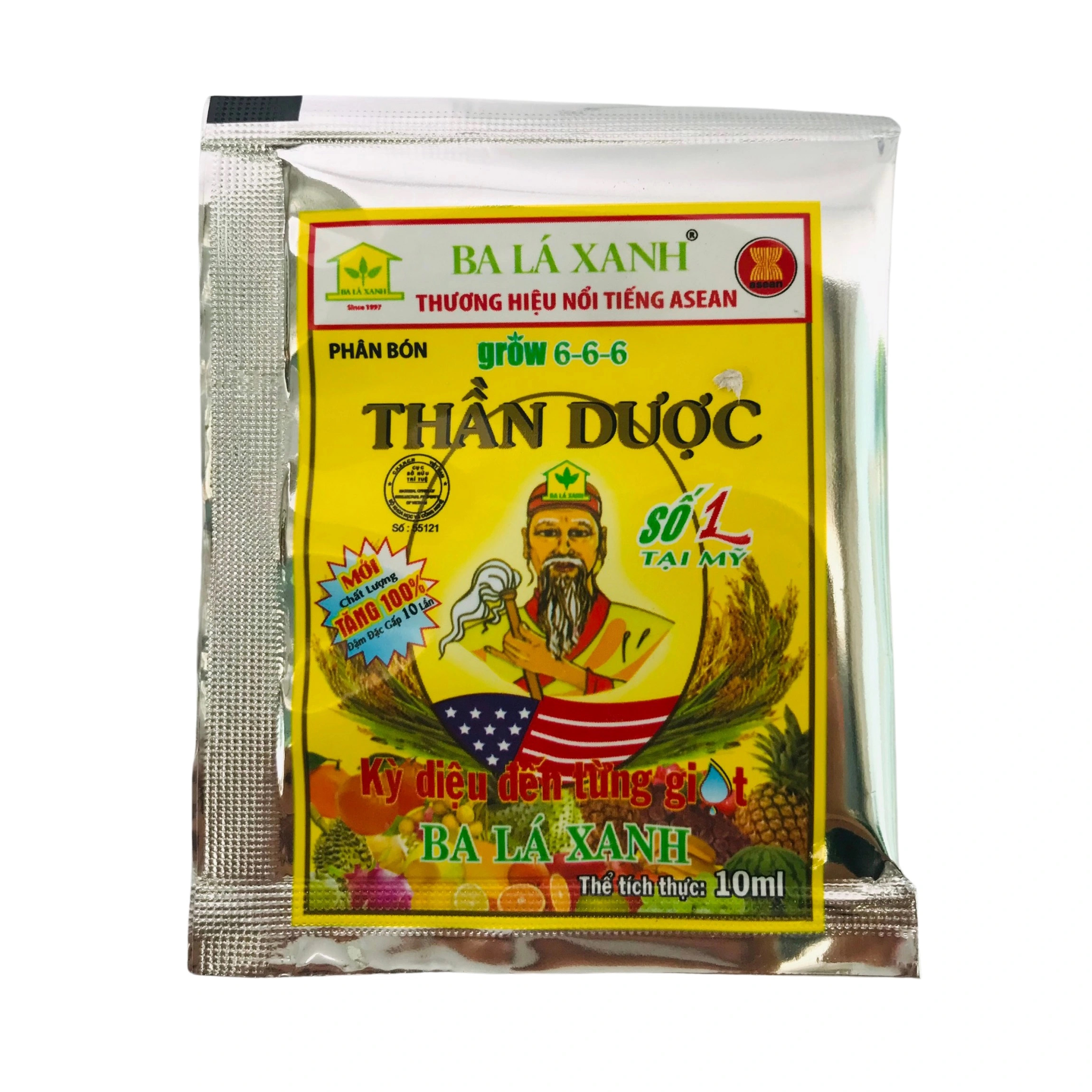 Phân bón lá Thần Dược Grow 6-6-6 ba lá xanh đậm đặc