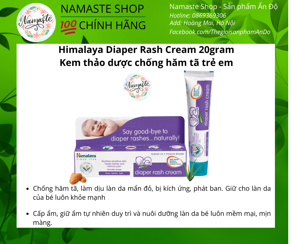 Kem hăm cho trẻ em - Diaper Rash Cream Himalaya 20g