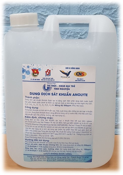 Dung dịch sát khuẩn muối điện phân Anolyte - Can 5 lít