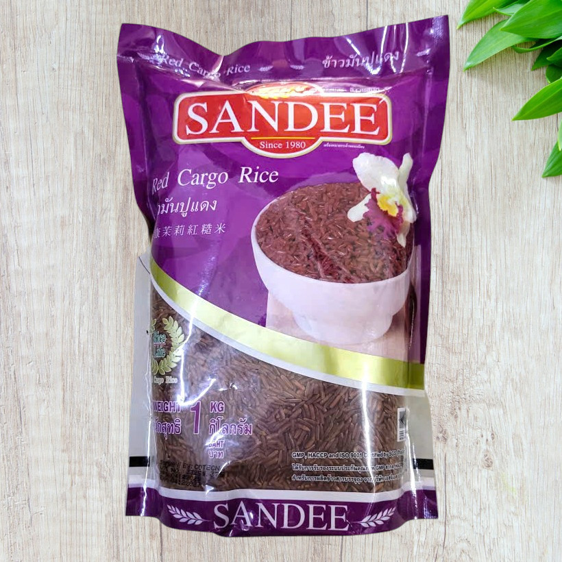 SANDEE [Túi TÍM 1 Kg] GẠO LỨT HUYẾT RỒNG THÁI LAN Red Cargo Rice (HALAL)