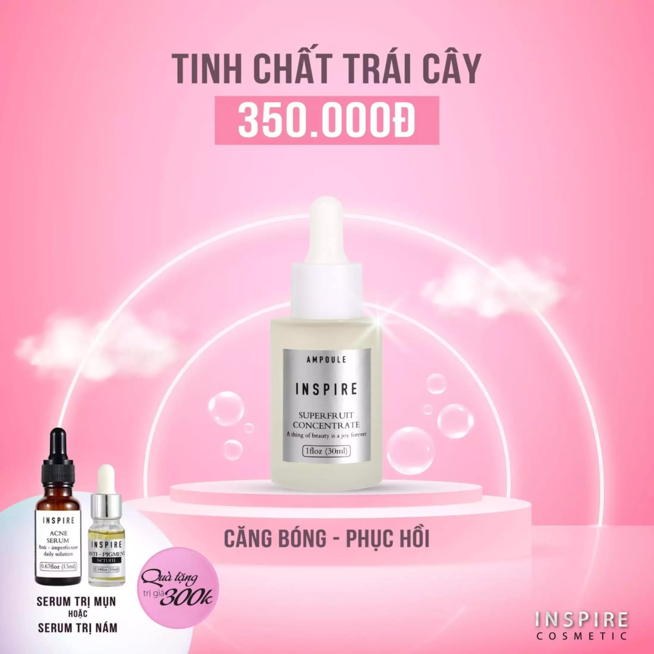 Tinh chất trái cây cô đặc inspire dưỡng da sáng mịn, phục hôi hư tổn, đẩy lùi nám và tàn nhang ( Freeship - Quà tặng siêu khủng mua 1 được 3 )