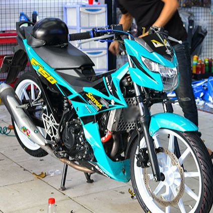 Tem rời raider satria, tem trùm satria raider xanh lục bảo chất keo in mccal