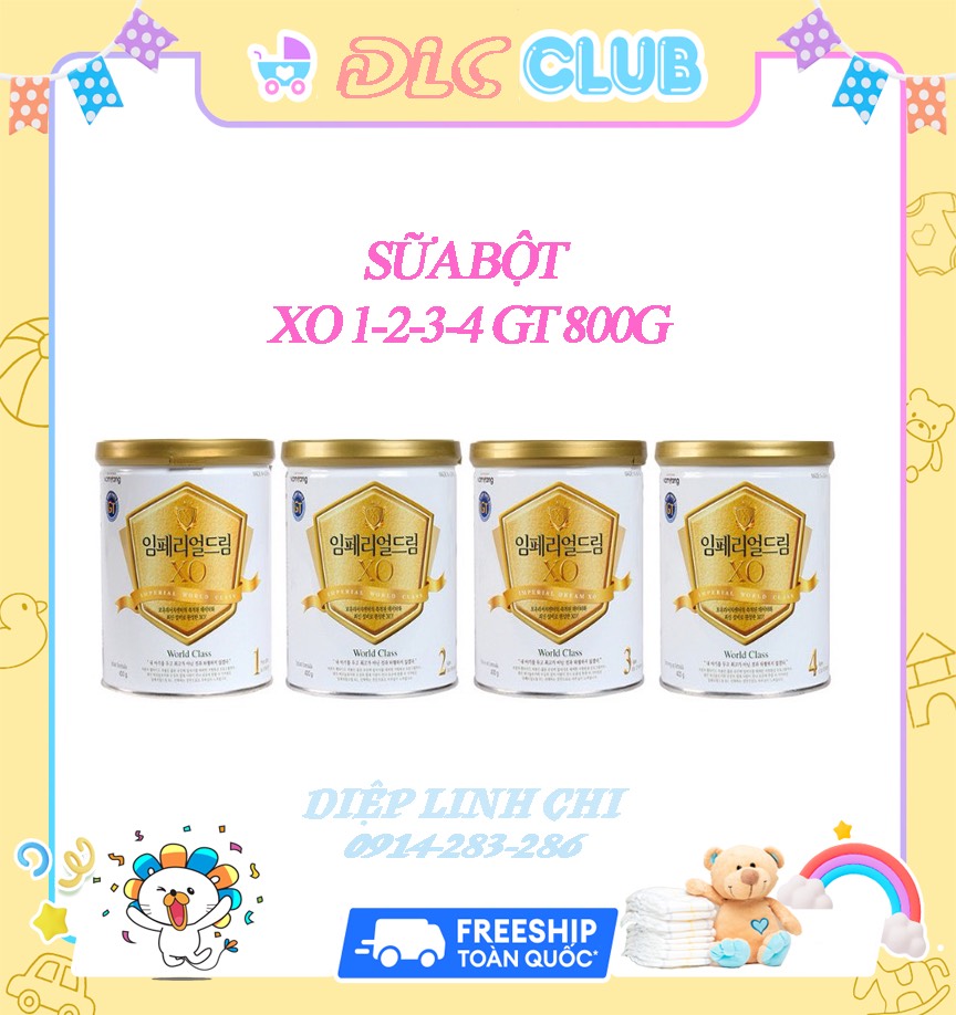 QUÀ TẶNG CUỐI THÁNG Sữa bột XO GT số 1 2 3 4 lon 800gram phát triển toàn diện cho bé