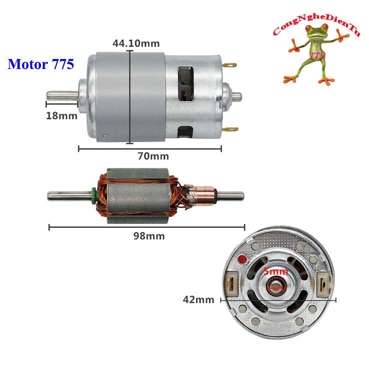 Motor 775 trục tròn 1 vòng bi  12V