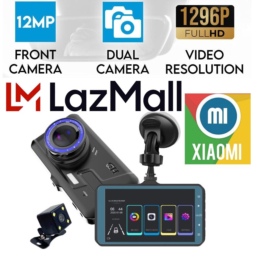 Xiaomi LazMall TGDD Camera Hành Trình Ô Tô K5 DUAL LENS - FullHD 1080P, Quay Đêm WDR & HDR Chống Chói Chống Mờ 2 Cam Trước Và Sau Full HD Xem Đêm Rõ Nét Màn Hình 4-inch Với Công Nghệ IPS, An Toàn Trên Mọi Con Đường
