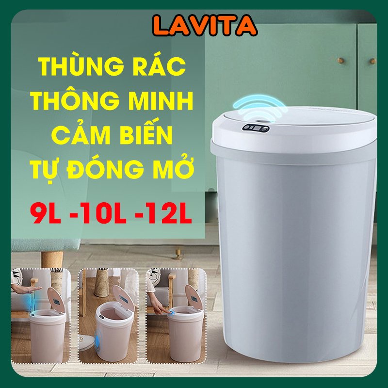Thùng rác thông minh cảm biến tự đóng mở nắp - Dùng pin sạc-LAVITA