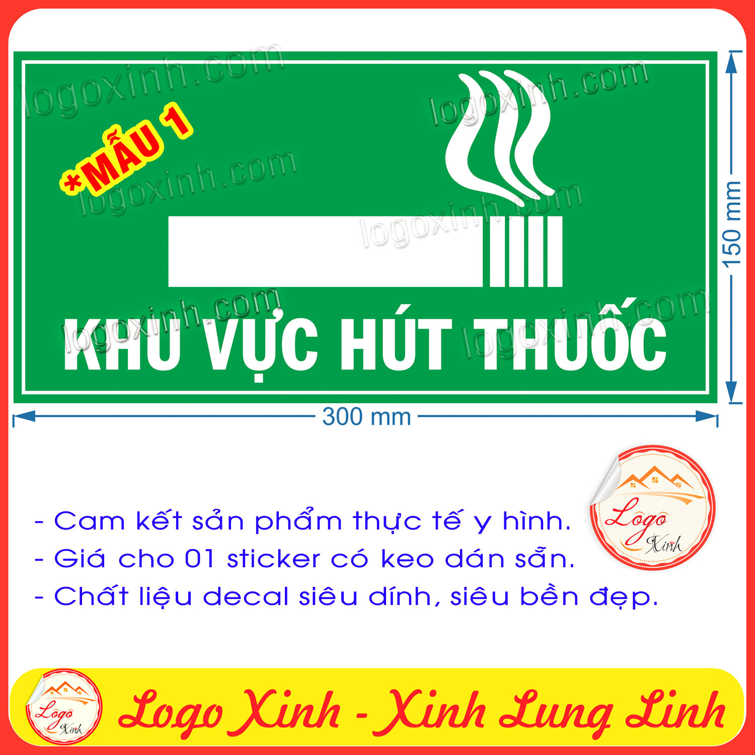 Logo tem decal khu vực hút thuốc, khu vực được hút thuốc, smoking area,nhiều mẫu mã, chống nước có keo dán sẵn tiện lợi
