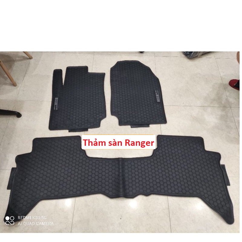 Thảm sàn, lót sàn xe FORD RANGER 2016 - 2021 2022 2023 2024. chữ trắng chất liệu cao su đúc không mùi, không thấm nước