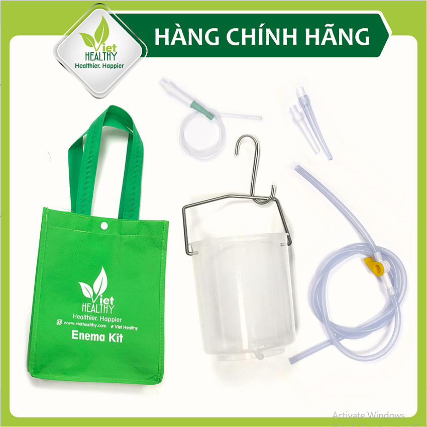 Bộ dụng cụ thải độc đại tràng coffee enema bình nhựa dây vòi silicone, bộ xô thụt tháo đại tràng nhựa cao cấp, bình nhựa làm cafe enema, coffee enema, cà phê enema, thụt tháo cà phê, enema kit