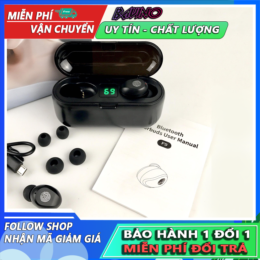 Tai Nghe Không Dây Bluetooth F9 . Tai Nghe Không Dây Kiêm Sạc Dự Phòng . Tai Nghe Bluetooth Pin Trâu Thích Hợp Cho Tất Cả Điện Thoại ( Bảo Hành Tại BAVINO )