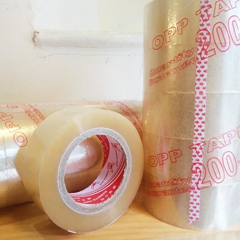 6 Cuộn Băng Keo Dán Thùng 200 yard 4F8 Lõi Giấy, trắng trong( 200g/1 cuộn Trắng Trong )