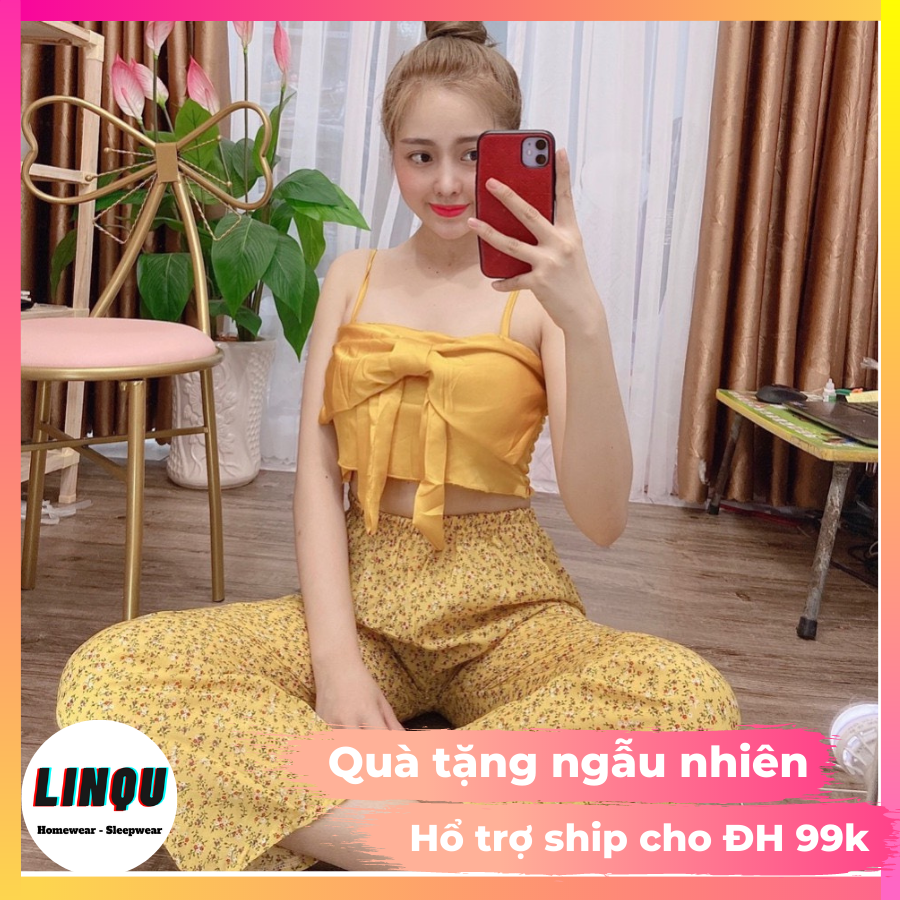 [HCM]ĐỒ BỘ MẶC NHÀ ĐI CHƠI quần dài áo hai dây size dưới 58kg lên form sang chảnh (hàng sẵn hình thật kèm video)
